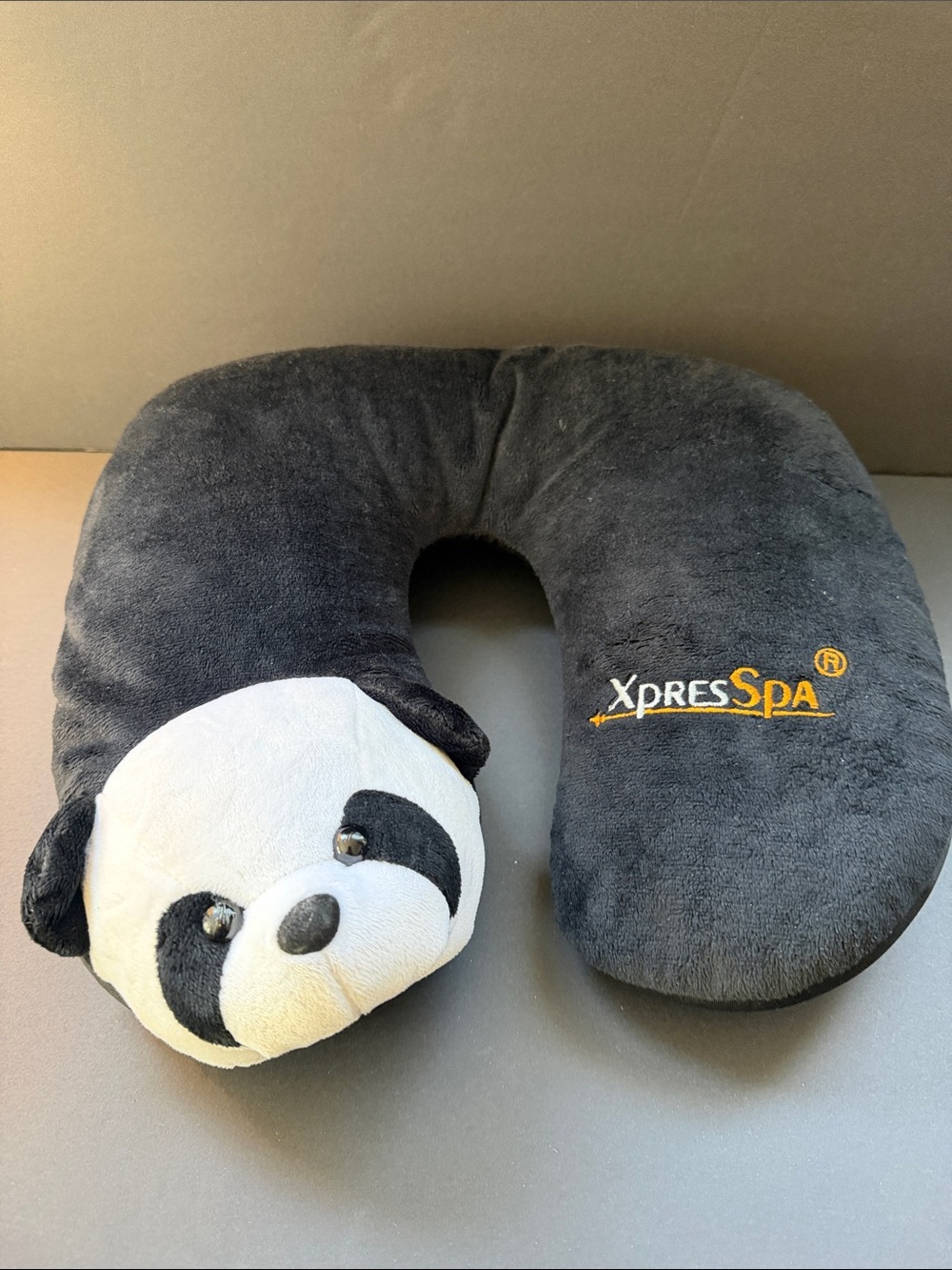 Plush Panda Neck Pillow- Black